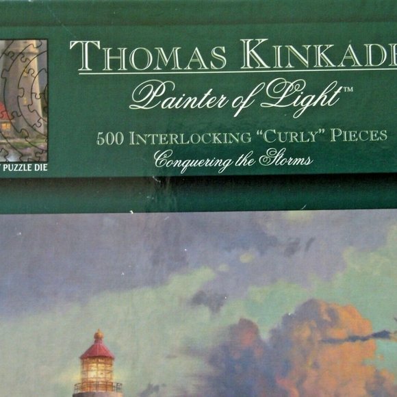 Puzzle Sea Storms 500 Pieces Jigsaw Curly Lighthouse Rocks Thomas Kinkade Box pc - Picture 4 of 16